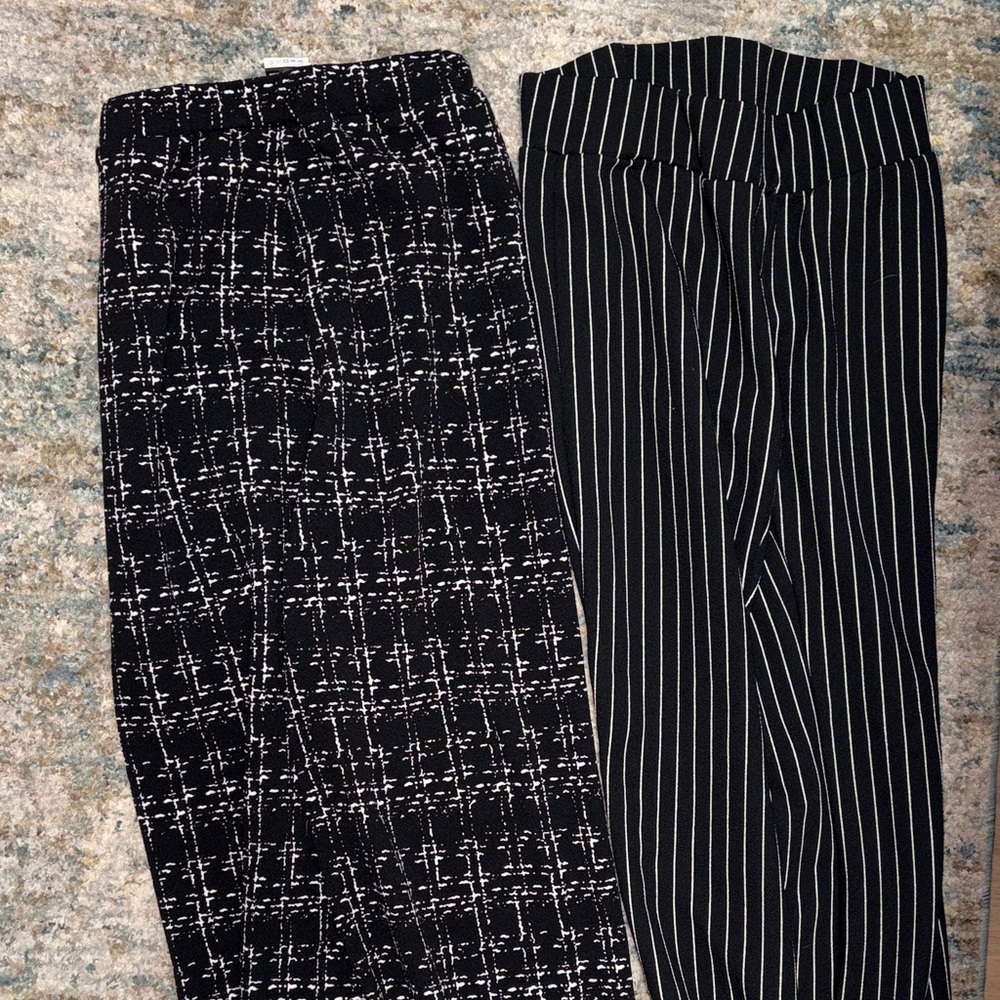 Elegant Black and White Women's Pants Set soft stretchy material